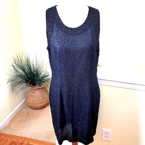 Vtg. Laurence Kazar Silk Chiffon Dress - Picture 2 of 8